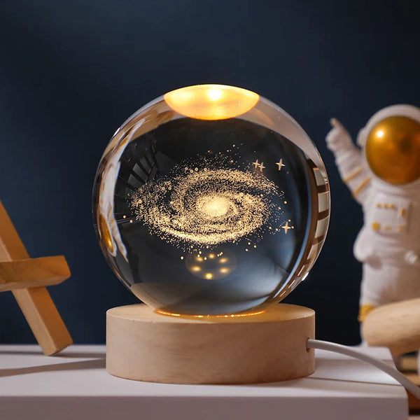 Luminária Espacial Esférica de Vidro 3D