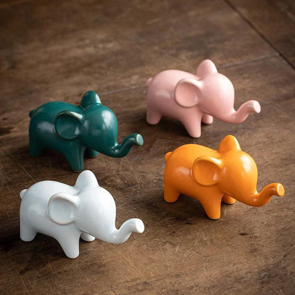 Mini Elefante Decorativo de Cerâmica Esmaltada